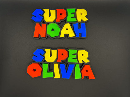 Super Mario Bros Name Sign - Personalised Gaming Gift - Fun Wall Decor - Cake Topper for Kids | Video Game Inspired |